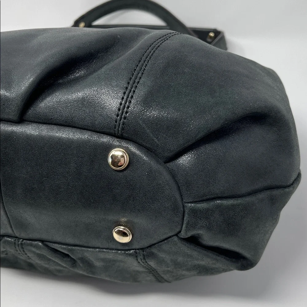 B. Makowsky Black Distressed Leather Shoulder Bag